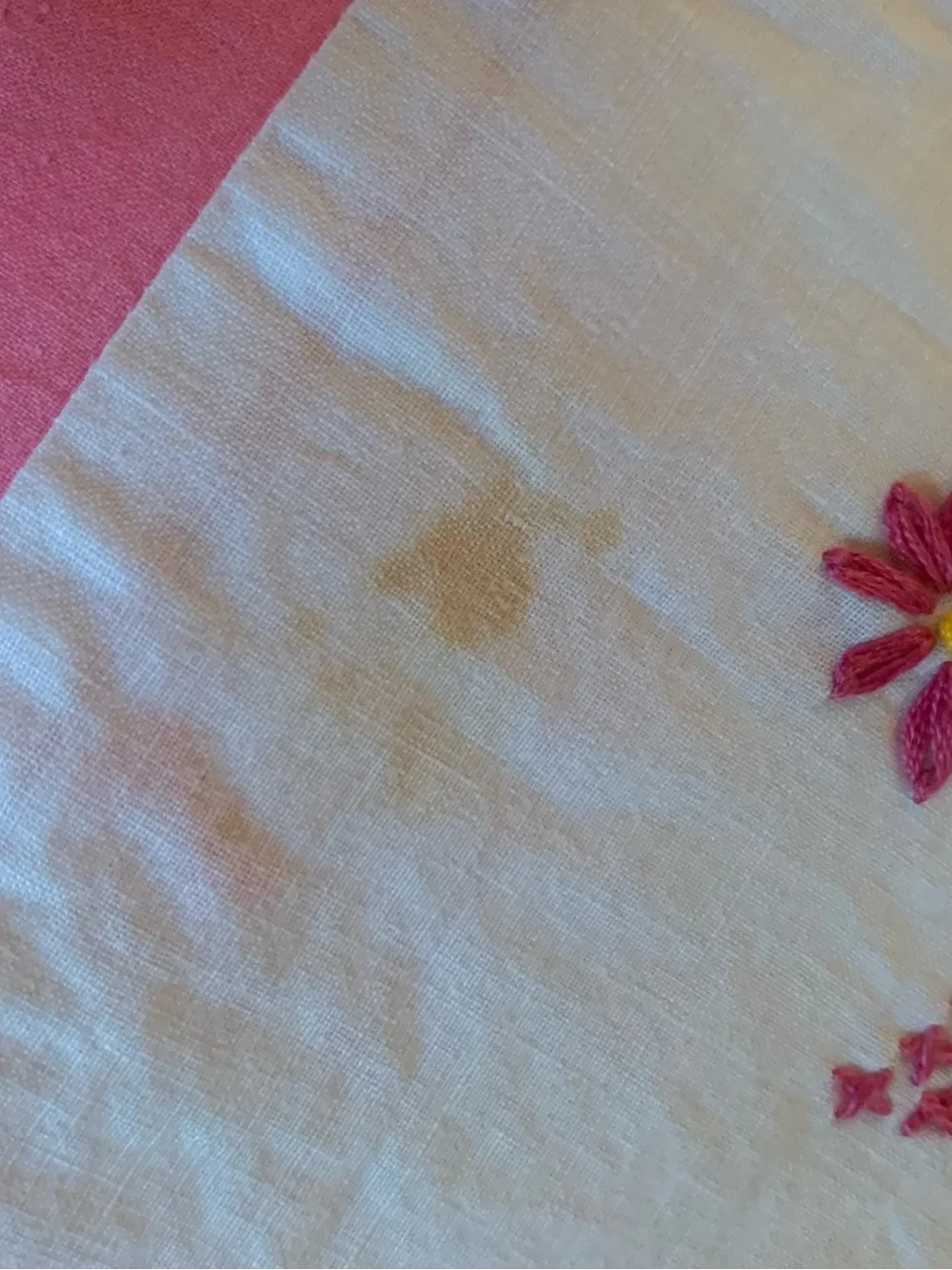 Vintage Hand Embroidered Floral Quilt Pink White 86 X 70 Cottagecore Farmhouse